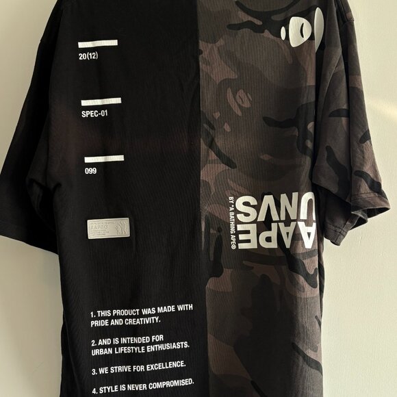 AAPE by Bape black/grey camo graphic t-shirt (oversized fit) - Picture 3 of 9
